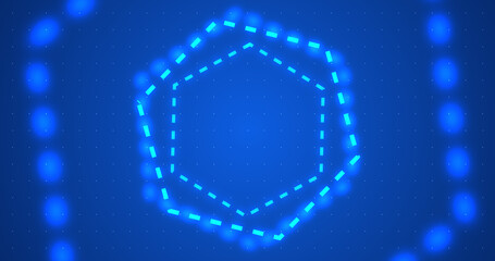 Multiple dotted technology benzene rings hexagons moving cyber computer bg. Data beams scientific chemistry formula bg design elements stock footage. Polygon cell minimal digital loop grid dots.