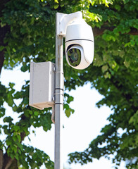 high-definition surveillance camera for monitoring city pedestrians with advanced facial recognition