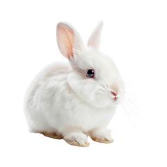 Fototapeta premium Little white rabbit. Isolated on transparent background.