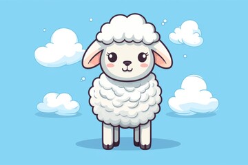 A cartoon drawing of a sheep with clouds in the background. Generative AI