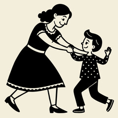 mom and child silhouette vector illustration