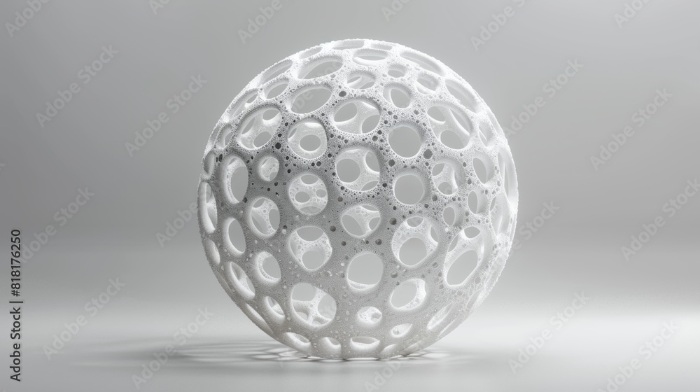 Poster 3d sculpture of interconnected dots creating a sphere.