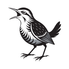 Vector illustration of black and white Aquatic Warbler bird