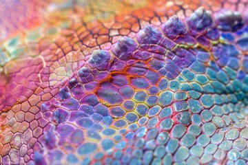 Chameleon Skin Texture Background, Colored Lizard Scales, Rainbow Reptile Skin, Iguana Leather