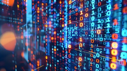 Obraz premium Digital transformation concept. System engineering. Binary code. Programming.