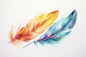 A drawing of two feathers on a white background. Generative AI