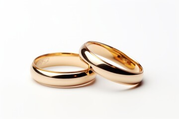 Wedding rings on a white background. Generative AI