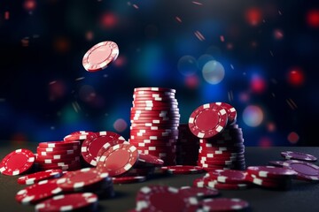 A stack of poker chips on the table. Generative AI