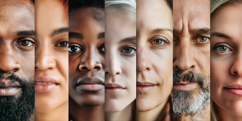 A collage representing diversity, featuring close-up portraits of people from different ethnic backgrounds