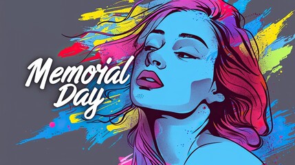 Memorial Day poster, colorful girl