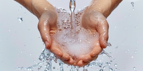 Fototapeta premium Close-up of hands under the tap. Personal care and hygiene. Generative AI