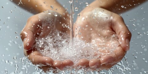 hands under a tap with water and foam 