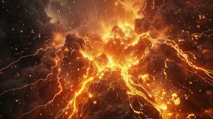 The combination of fire and electricity creates an otherworldly display in the midst of a volcanic eruption.