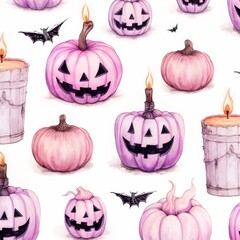 High quality pastel halloween seamless pattern background on white for festive design projects