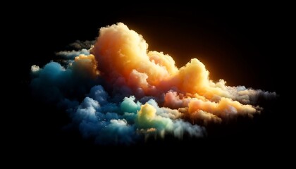 A colorful cloud of smoke with a yellow and orange section