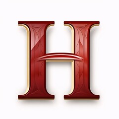 letter H in the form of a red glass isolated on white background