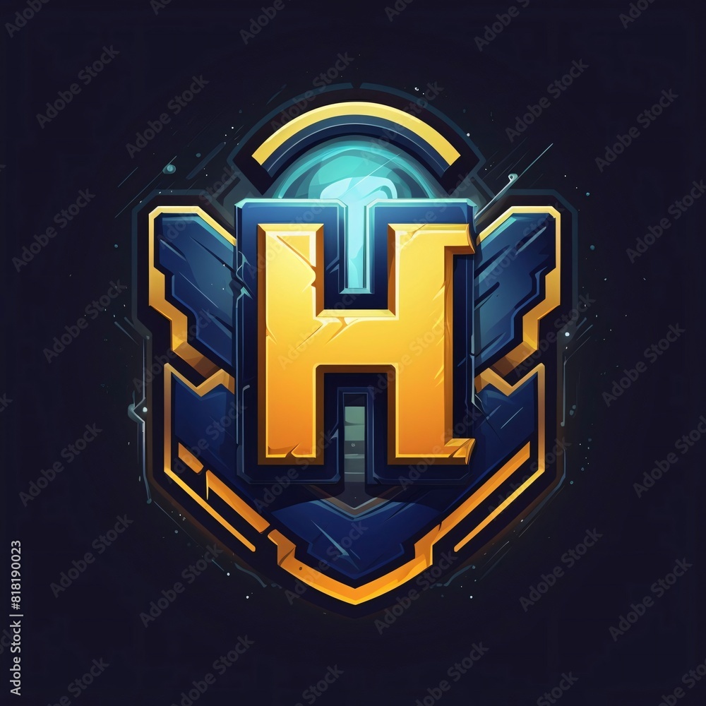 Poster H letter esport logo design vector, gaming esport logo template