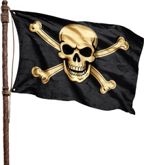 Naklejka premium A pirate flag highlighted on a transparent background. Jolly Roger, pirate flag.