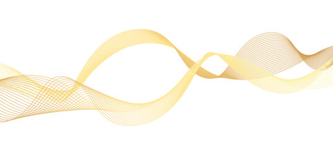 Abstract wavy lines flowing curve golden gradient color on transparent background. Abstract white background colorful lines. modern wavy stripes on white background isolated.