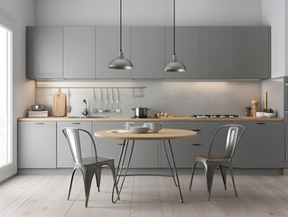 Minimalist Scandinavian Kitchen Soft Directional Lighting and Clean Lines