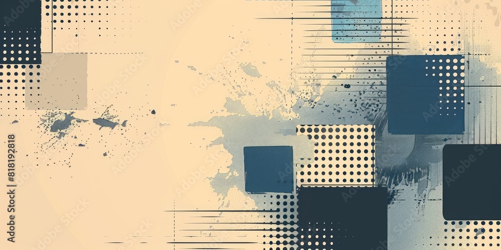 Poster a faded blue and gray background with squares and halftone patterns. aig51a.