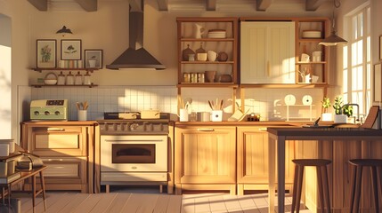 Early Morning in a Cozy French Kitchen A D of Timeless Homey Charm