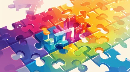 Unity in Diversity - Rainbow Puzzle Symbolizing LGBTQ+ Community Strength