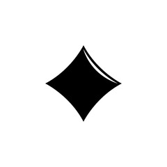 A minimalist black and white icon depicting the stylized diamond symbol, a classic playing card suit often associated with wealth, prosperity, and elegance