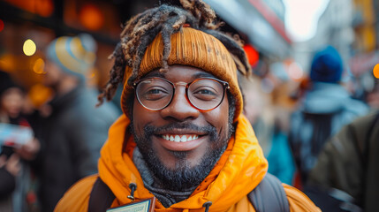 Fototapeta premium Close-Up Portrait of Smiling Young Person