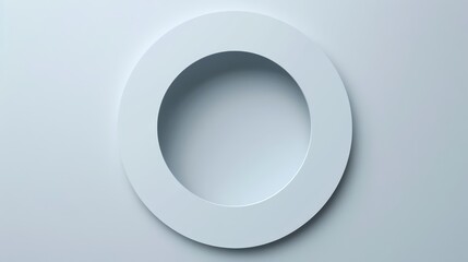  A pristine white toilet seat exhibits a central hole against a subtle light gray wall background