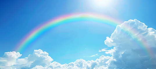 Vibrant Rainbow Over Blue Sky
