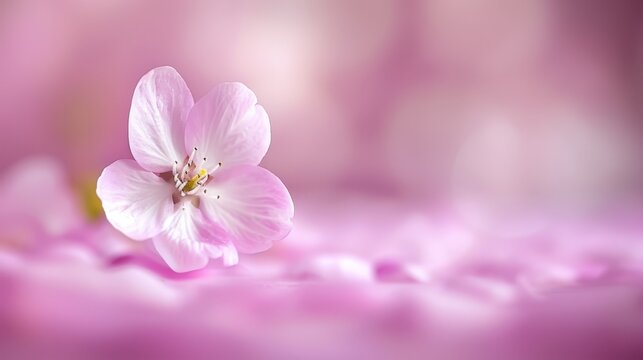  A pink flower with a blurred background and a tiny white flower at its heart