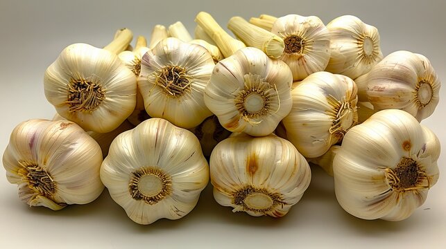 A bunch of garlic on a white background.