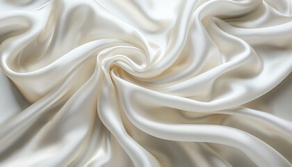 Obraz premium Abstract white luxurious wavy fabric satin silk background, exuding elegance and sophistication Ideal for fashion, luxury, and textile themes Isolated with ample copy space