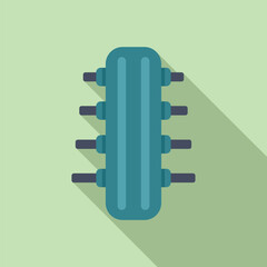 Minimalist illustration of a microchip in flat design style with long shadow effect