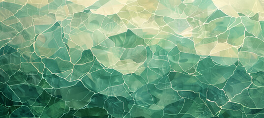 Emerald Green Watercolor Texture,  Oceanic Geometric Pattern