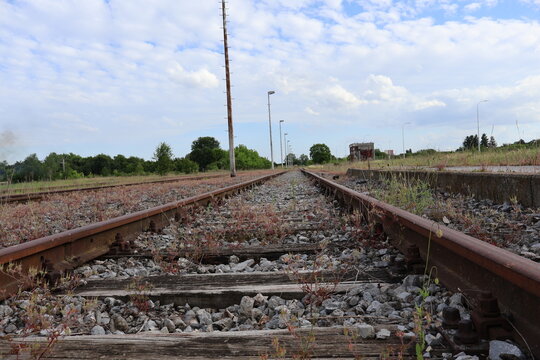 railroad tracks in the countryside