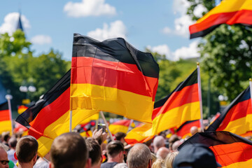 Obraz premium German soccer fans on public viewing