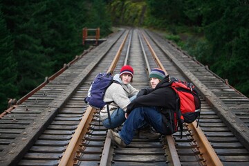 Naklejka premium Hikers In British Columbia