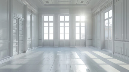 Minimalist Empty Room With White Walls and Windows