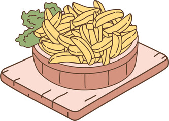 Bowl Potato Salad Food. Colorful kawaii hand drawn vector illustration of German cuisine