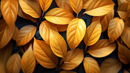  A multitude of yellow leaves against a black-and-white backdrop, resembling numerous yellow leaves