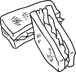 ハムレタスサンドイッチ線画