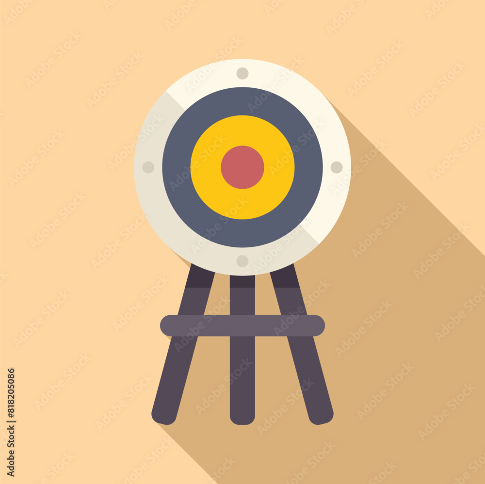 Poster minimalist stylized vector graphic of archery target with colorful rings on a simple tripod