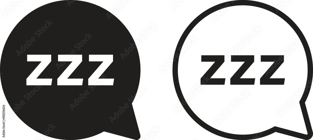 Poster zzz speech bubble icon set in two styles . sleeping bubble with zzz icon vector .