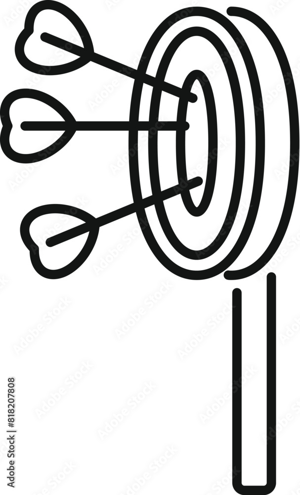 Poster outline vector icon of a target with three arrows in the bullseye, depicting accuracy