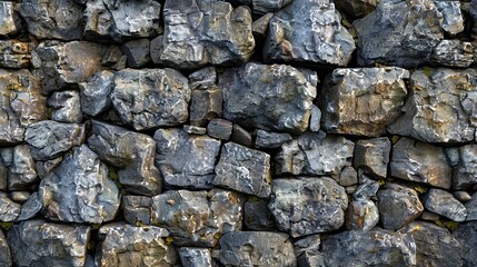 A stone wall with many different rocks.