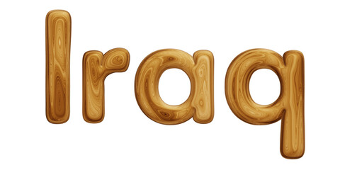 Wooden Iraq text for country concept