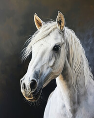 white horse portrait painting