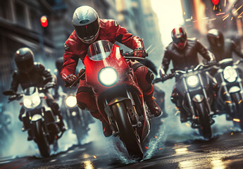 Motorcycle race in the city